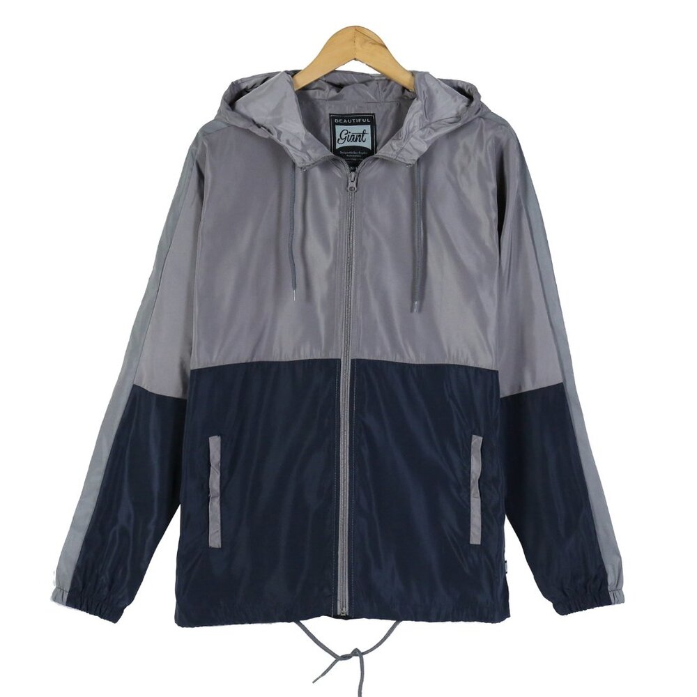 Men's Two Tone Windbreaker Hooded Jacket Outwear Size S